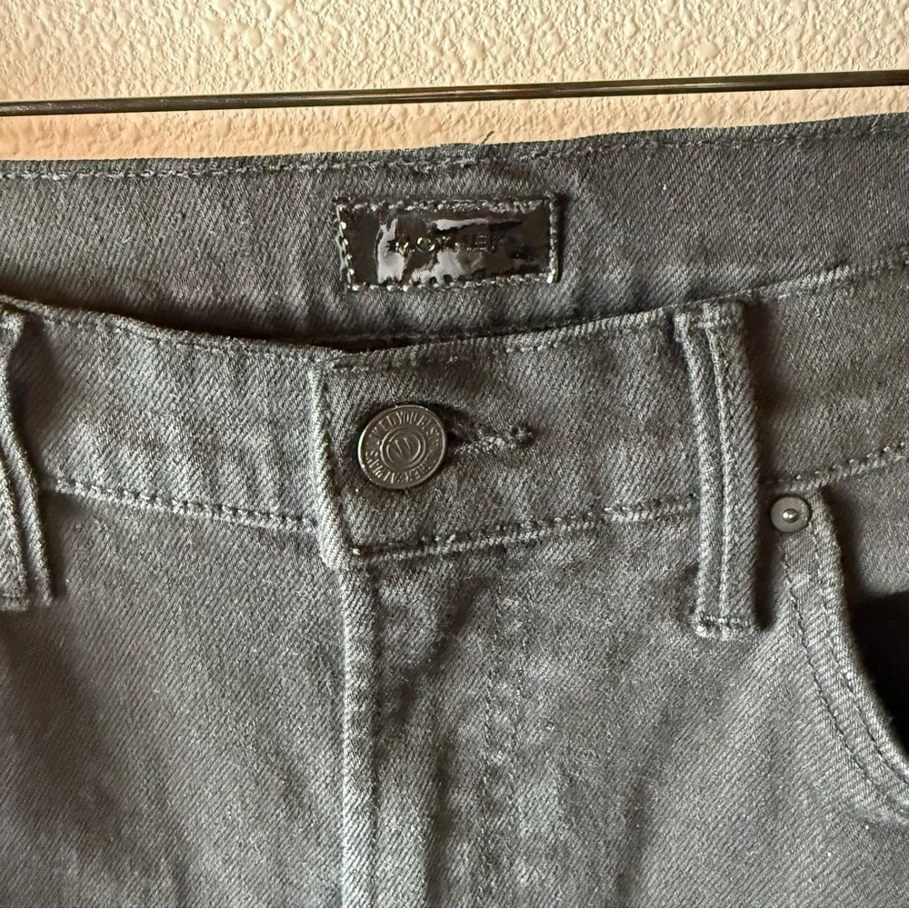 MOTHER Denim The Rascal Ankle Fray Straight Leg Jeans Pitch Black Women’s 28 - Picture 7 of 15